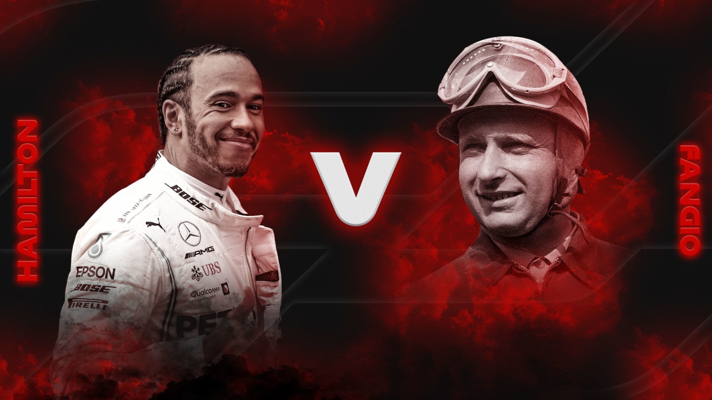 Lewis Hamilton chasing Juan Manuel Fangio